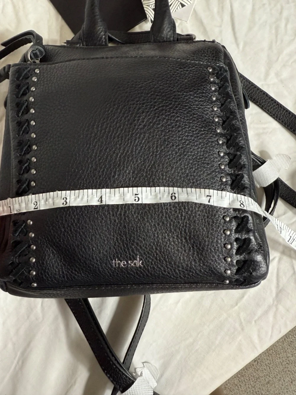The Sak Black Leather Mini Backpack Purse Studded Detail Boho Chic Bag - Picture 6 of 6